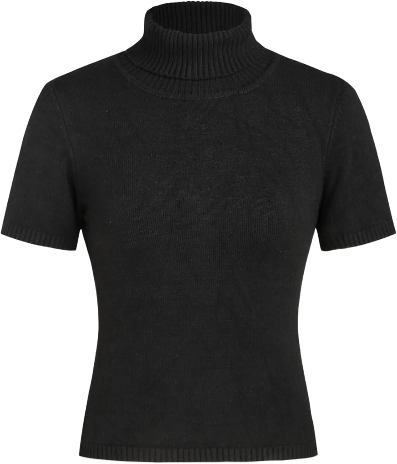 CIDER Womens Short Sleeve Turtleneck Tops Cute Knit Slim Fit Sweater Blouses Basic Tee