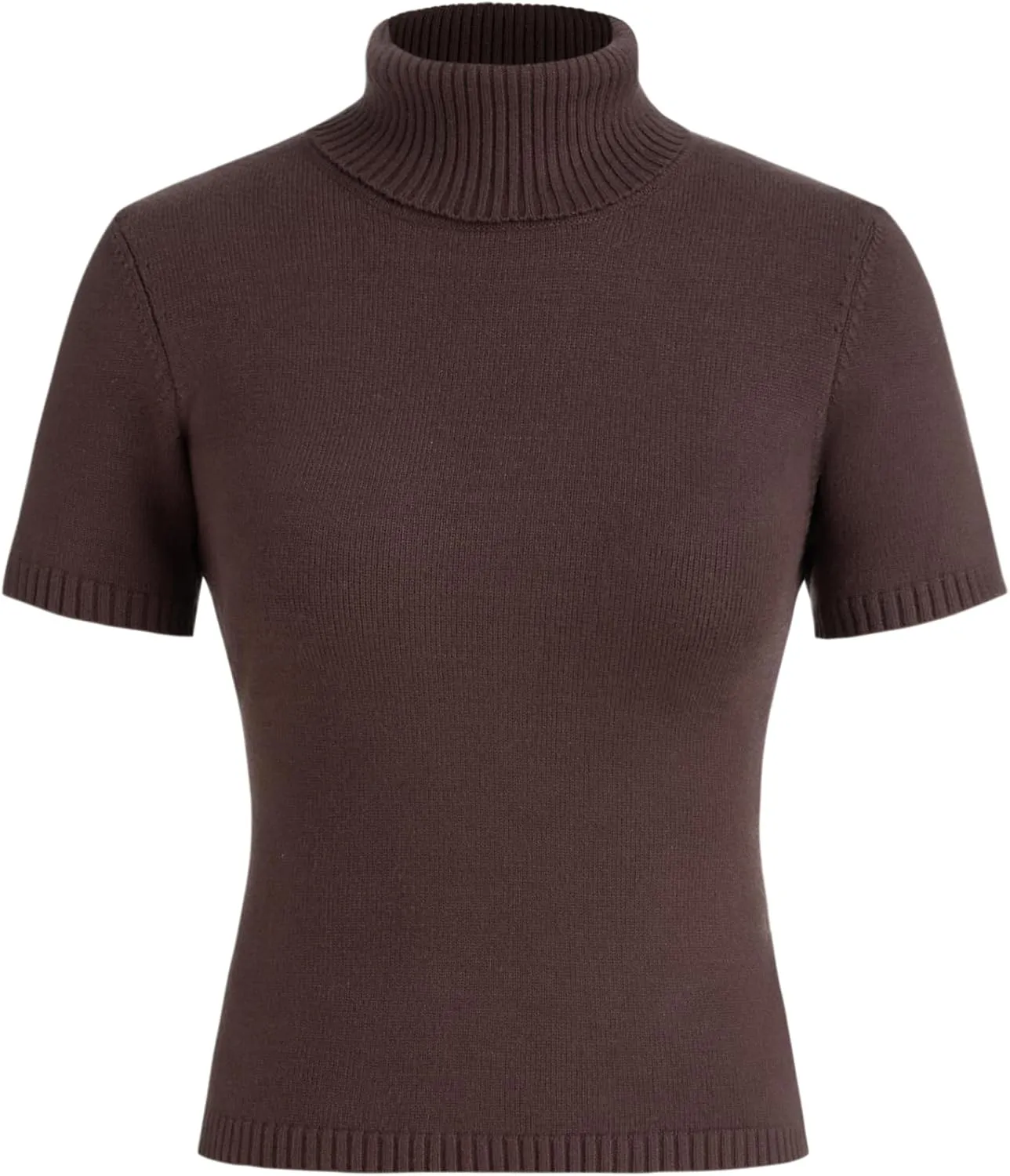 CIDER Womens Short Sleeve Turtleneck Tops Cute Knit Slim Fit Sweater Blouses Basic Tee