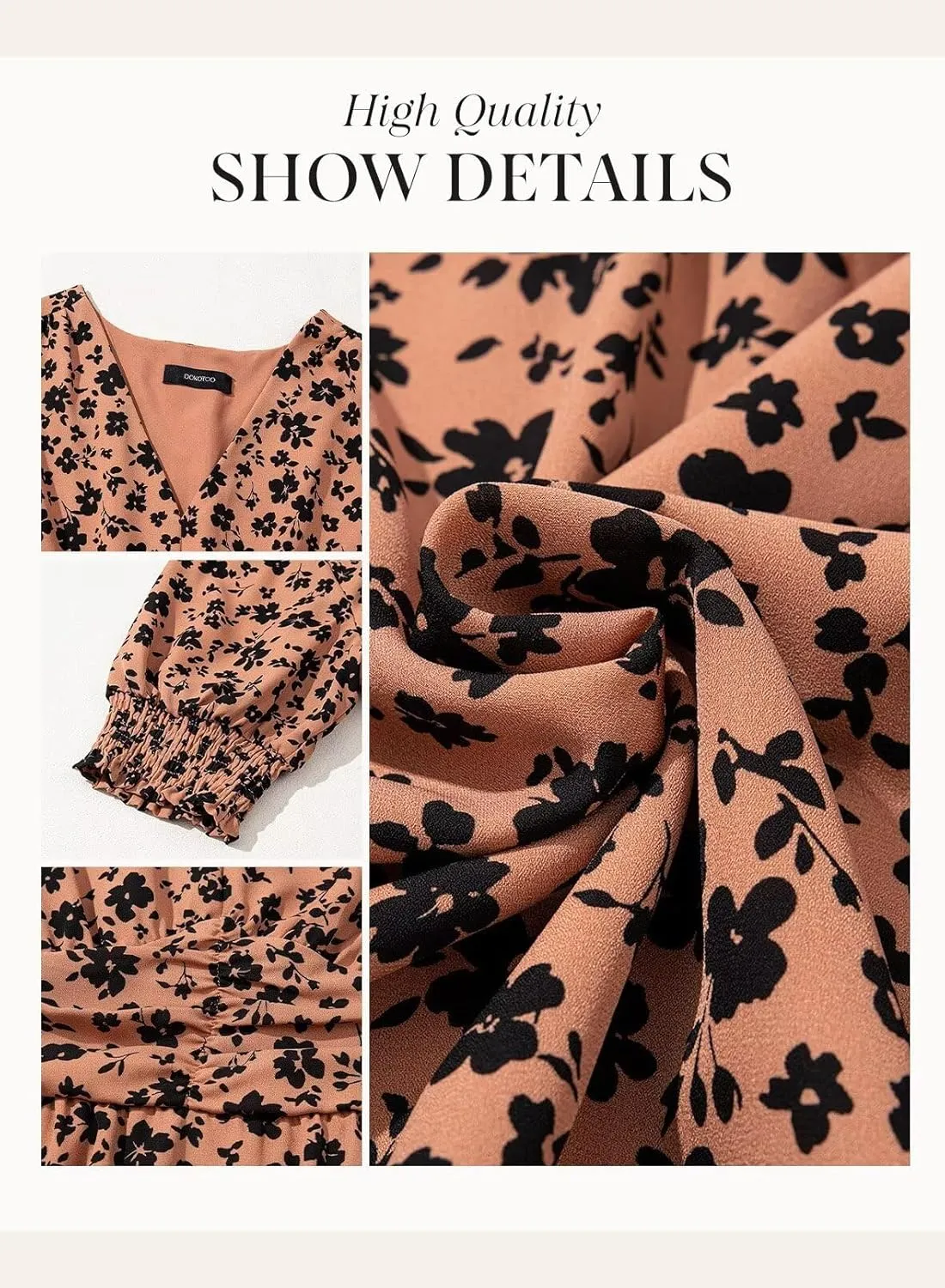 Dokotoo Summer Dresses for Women 2025 Sexy Wrap V Neck Short Puff Sleeve Elegant Floral Smocked Waist Flowy Mini Dress