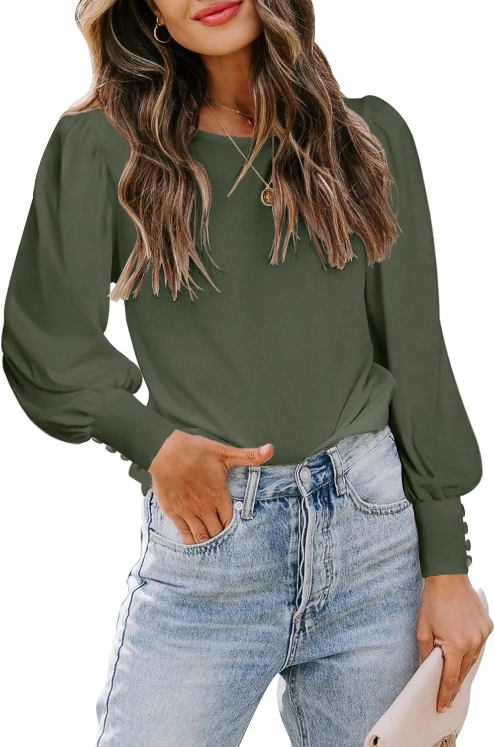 DOROSE Womens Tops Puff Sleeve Blouses Dressy Casual Work T Shirts