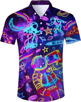 Fanient Mens Hawaiian Shirt Summer 3D Print Casual Short Sleeve Button Down Graphic Aloha Dress Shirts
