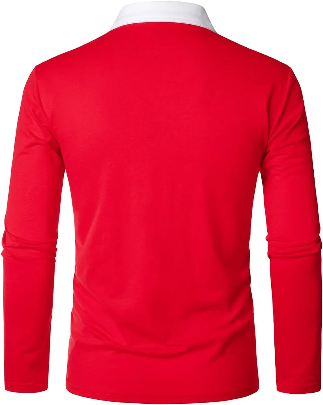 HOOD CREW Mens Long Sleeve Polo Shirts Fashion Color Block Zipper T Shirts