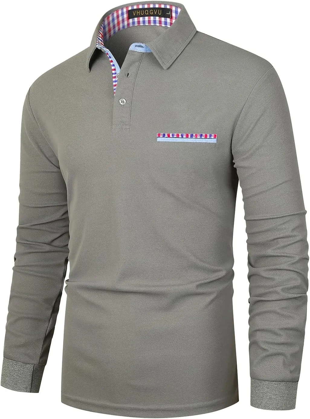 Men's Regular-Fit Long Sleeve Polo Shirts with Pocket Fashion T-Shirts