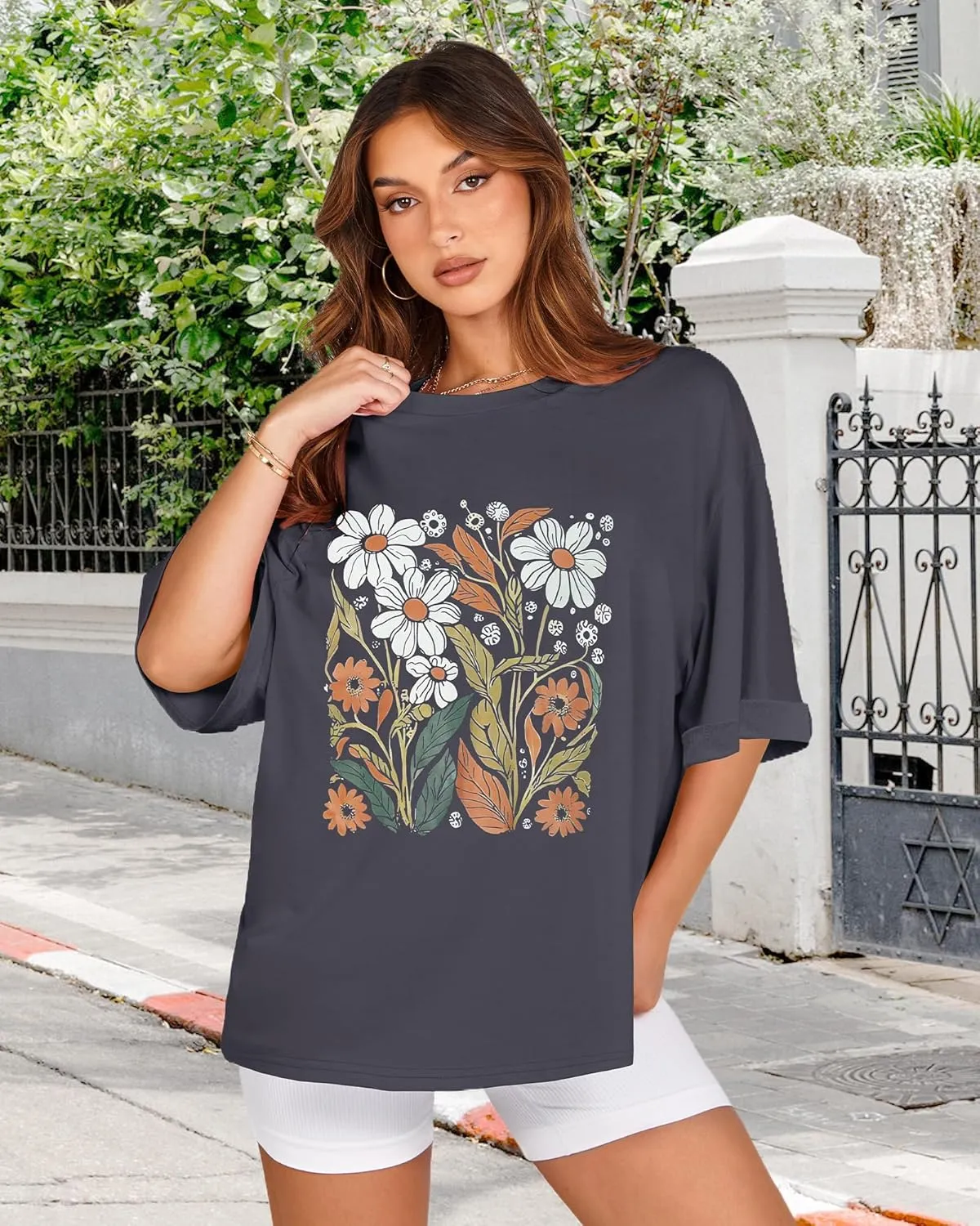 Oversized Tshirts for Women Summer Short Sleeve Casual Basic Tee Tops Loose Fit Shirts