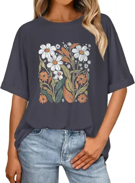 Oversized Tshirts for Women Summer Short Sleeve Casual Basic Tee Tops Loose Fit Shirts