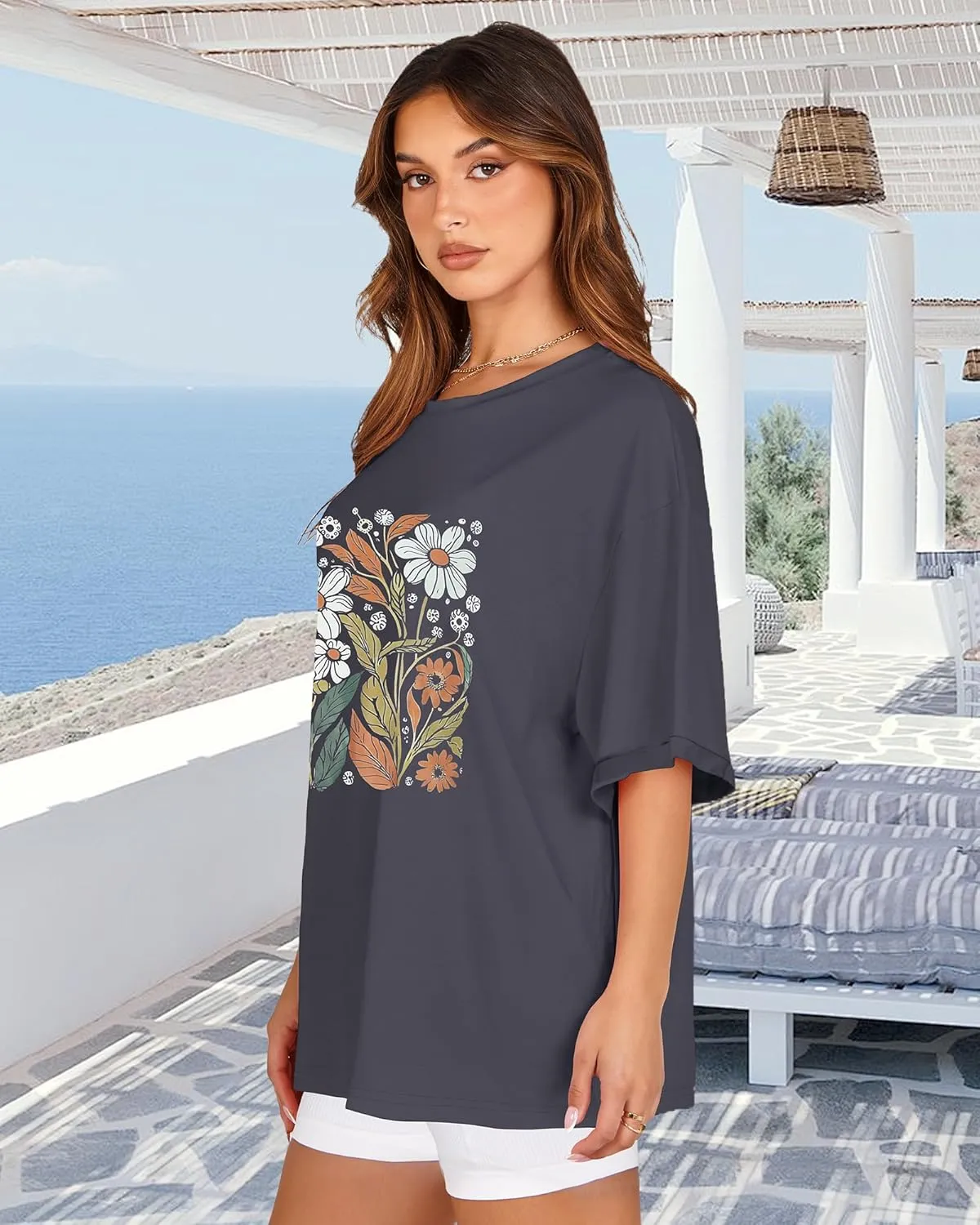 Oversized Tshirts for Women Summer Short Sleeve Casual Basic Tee Tops Loose Fit Shirts