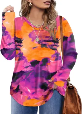 Rapbin Plus Size Tops for Women Long Sleeve Shirts V Neck Sweater Floral Blouses 2024 XL-5XL