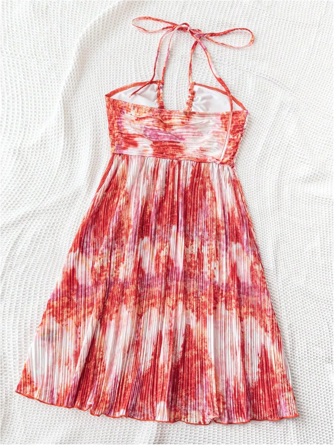 SOLY HUX Women's Sundresses Tie Dye Halter Sleeveless Flowy Party Beach Dress Vacation Outfits