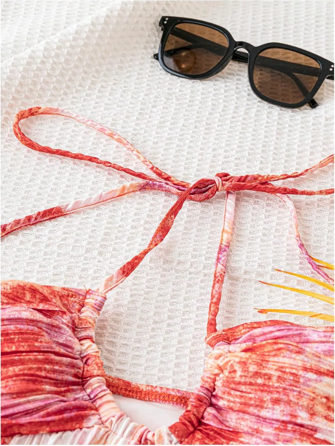 SOLY HUX Women's Sundresses Tie Dye Halter Sleeveless Flowy Party Beach Dress Vacation Outfits