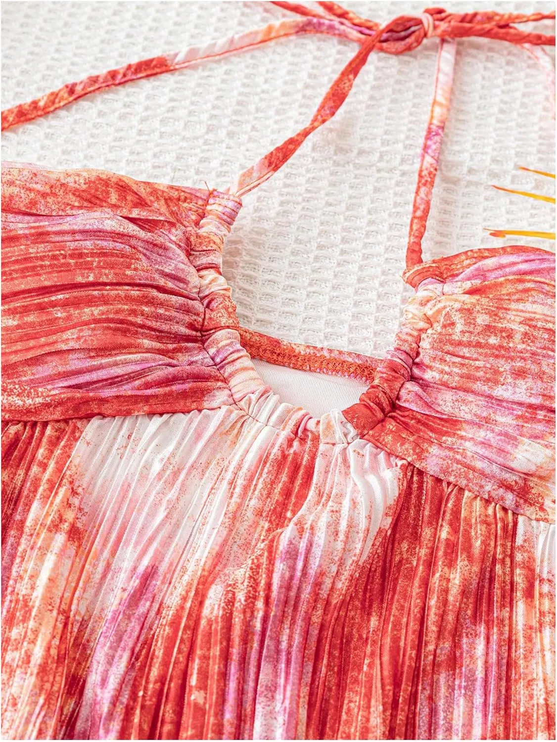 SOLY HUX Women's Sundresses Tie Dye Halter Sleeveless Flowy Party Beach Dress Vacation Outfits