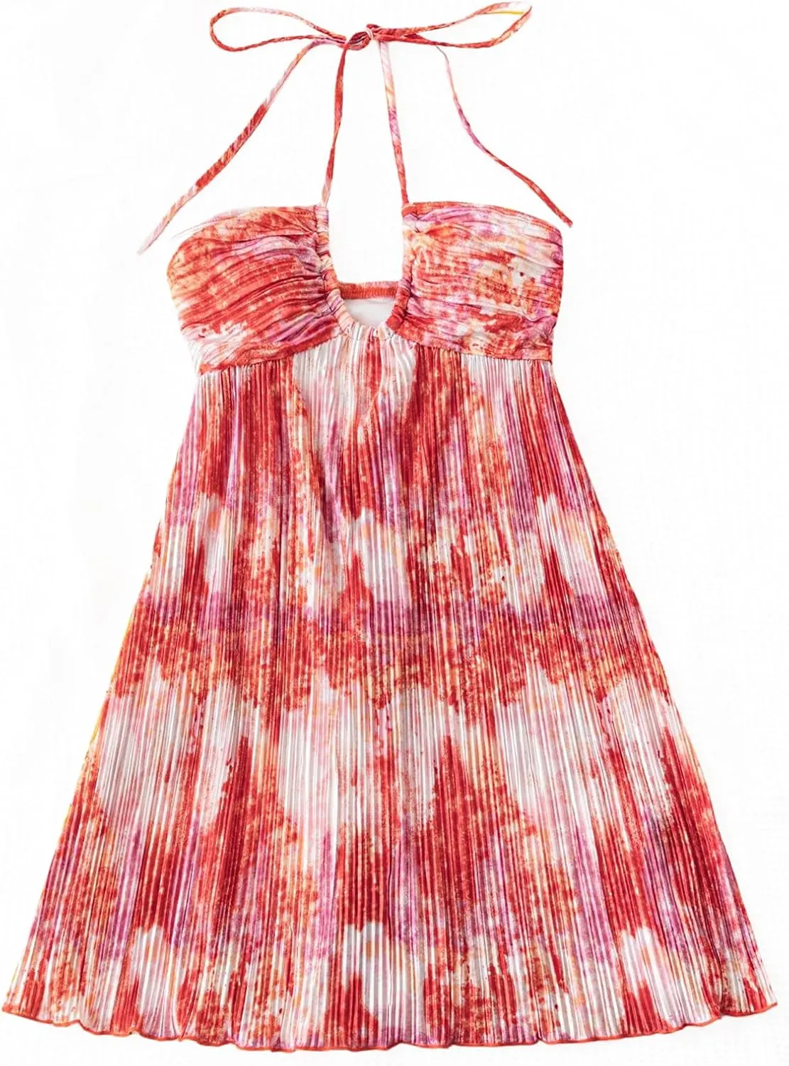 SOLY HUX Women's Sundresses Tie Dye Halter Sleeveless Flowy Party Beach Dress Vacation Outfits