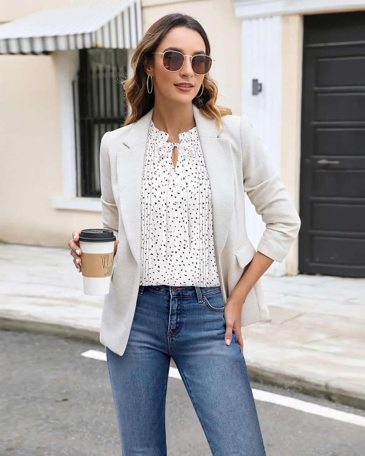 Timeson Women's Business Casual Tops Long Sleeve Work Blouses Chiffon Office Shirts