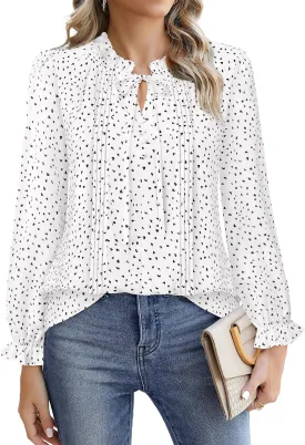 Timeson Women's Business Casual Tops Long Sleeve Work Blouses Chiffon Office Shirts
