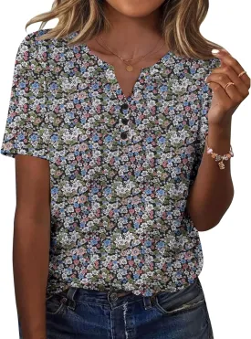 Zeagoo Womens Summer Tops Casual Short Sleeve V Neck Shirts Business Dressy Work Blouses